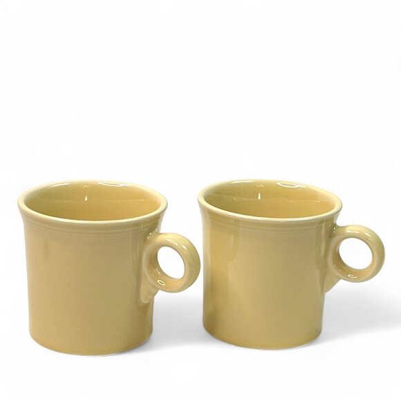 FIESTAWARE Cream Ivory Coffee Cup Homer Laughlin Mug 3.5" Tall Vintage Set Of 2 - Picture 1 of 6